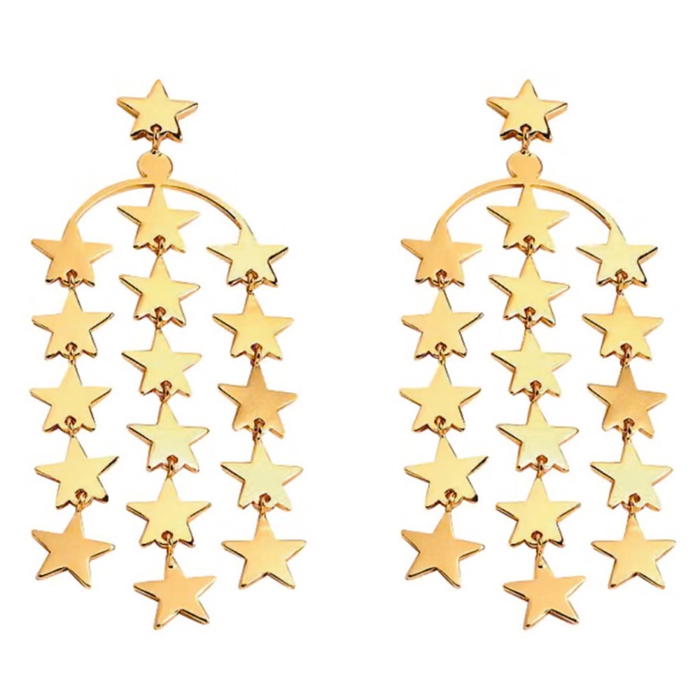 J Crew Gold Star Dangle Earrings